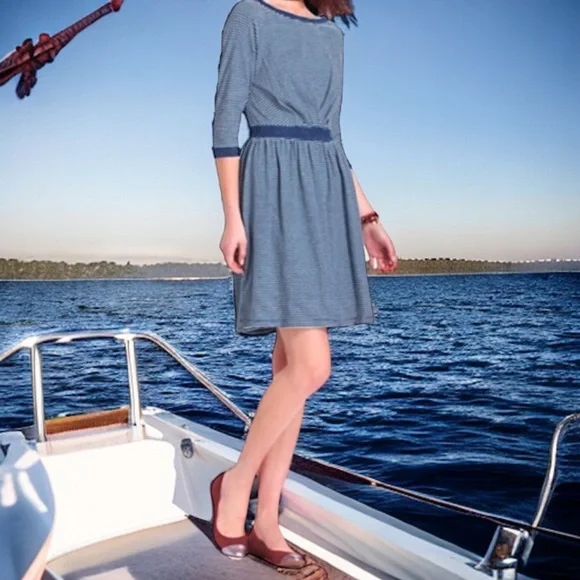 anthropologie blue and white striped dress Glamorous Sleeveless Striped Midi Dress